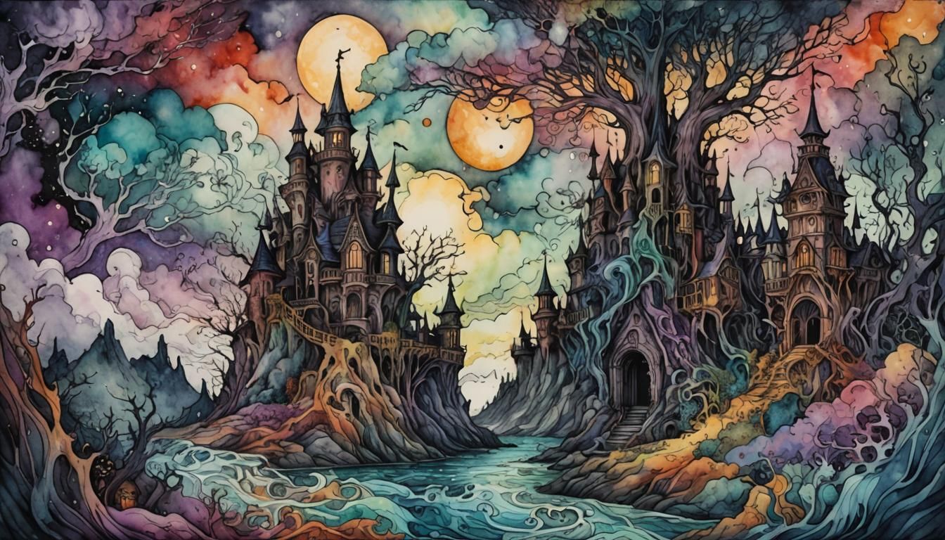 Intricate Illustration of Nightmares and Dreamscapes