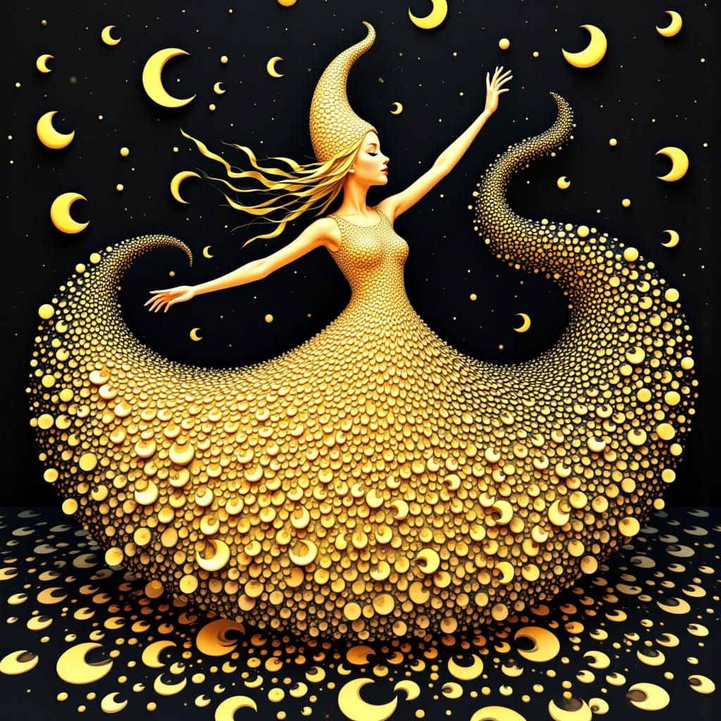 Whimsical Pop Art Gnome Fairy in Celestial Dance