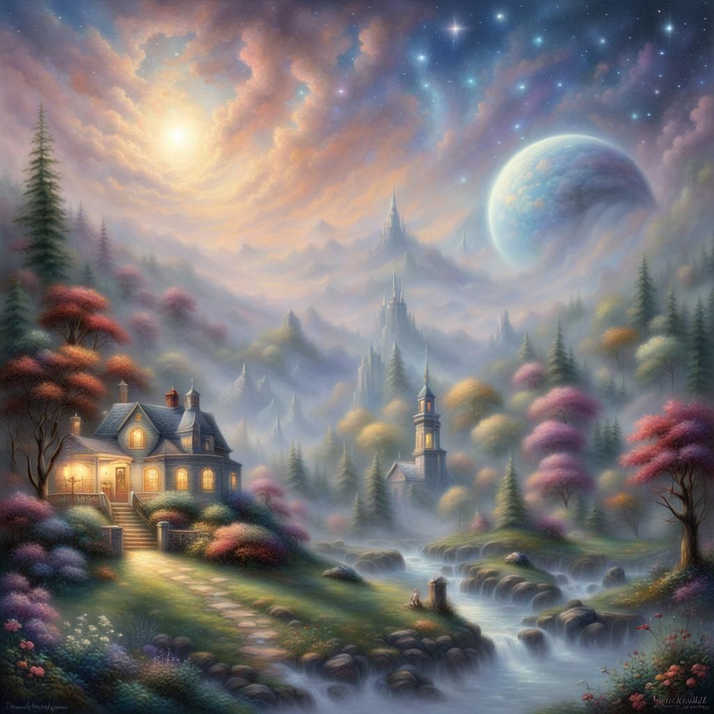 Ethereal Fantasy Space Scene with Stars