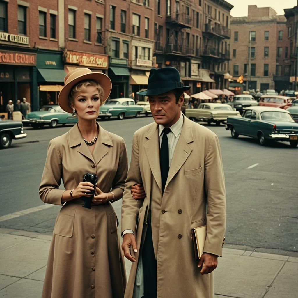 1950s Film Still with Fedora Hat in Technicolor