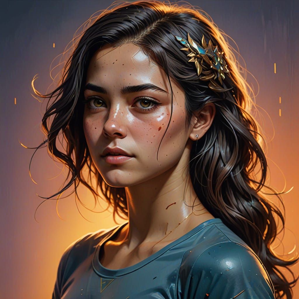 Triangle Body Shape Woman in Hyperrealistic Style