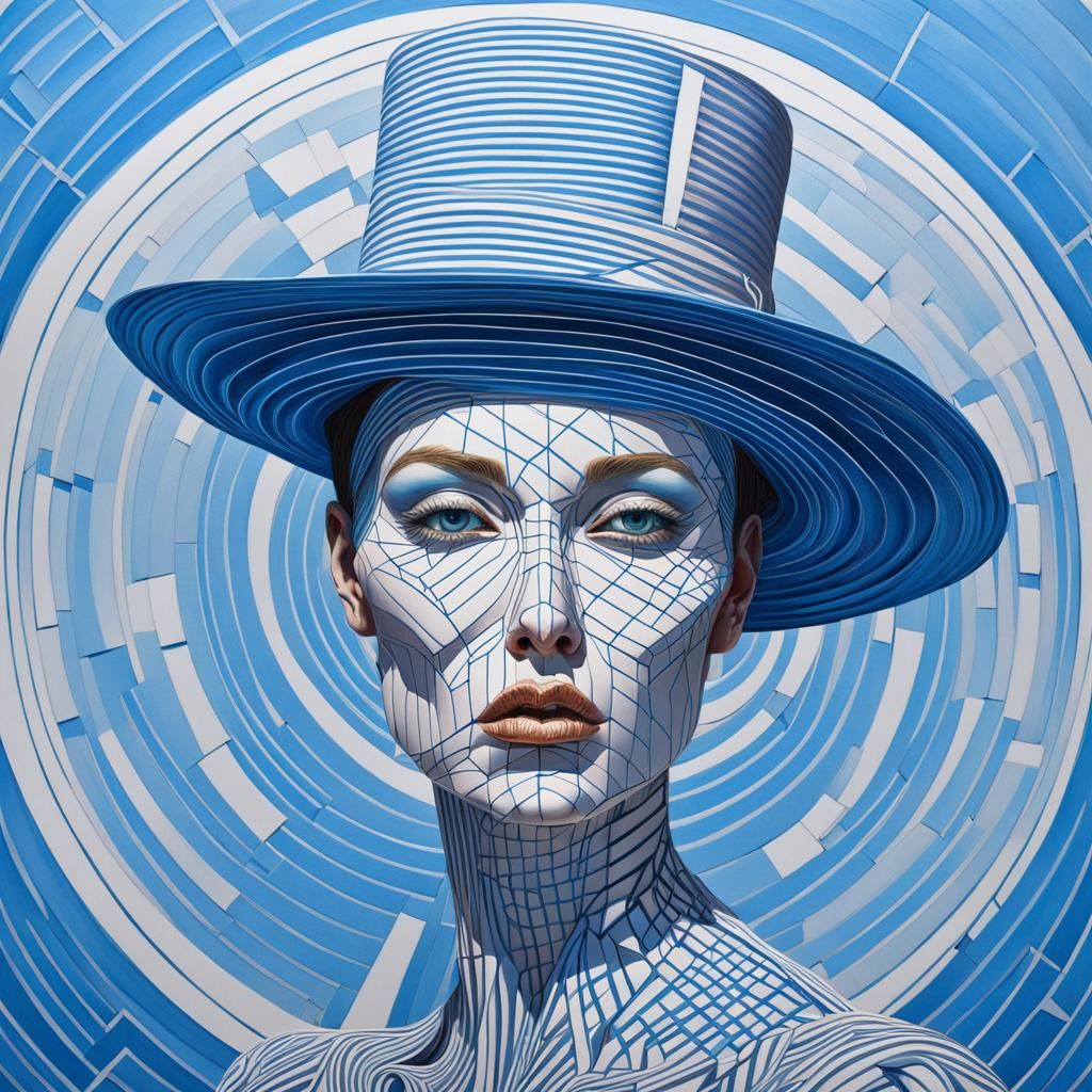 Surreal Woman Portrait with Geometric Elements