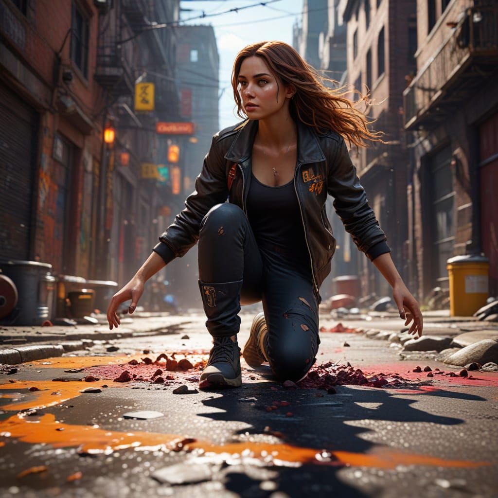 Vibrant Street Art of Recovery Girl in Action