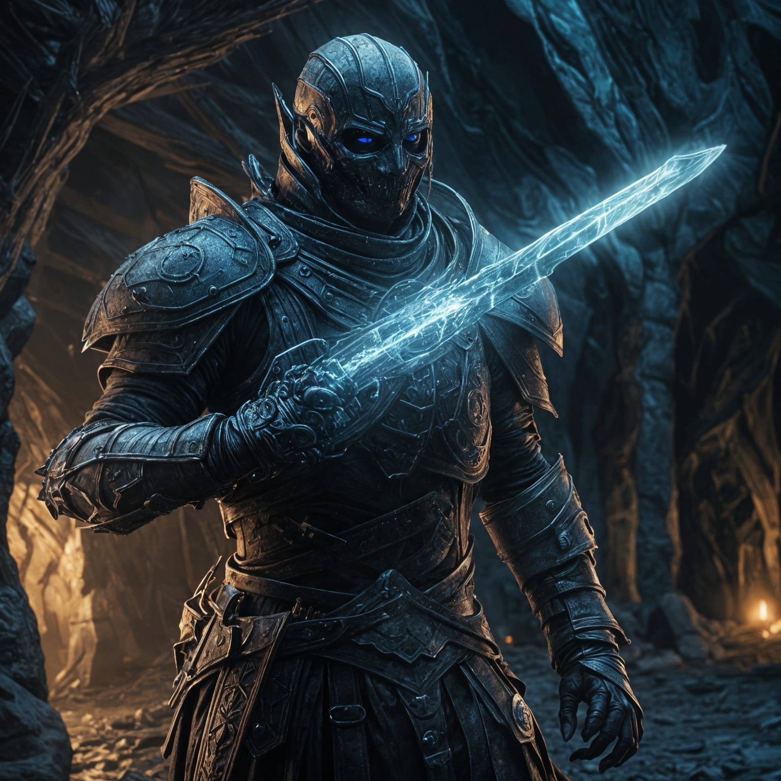 Spectral Ghost Warrior in Glimmering Cave