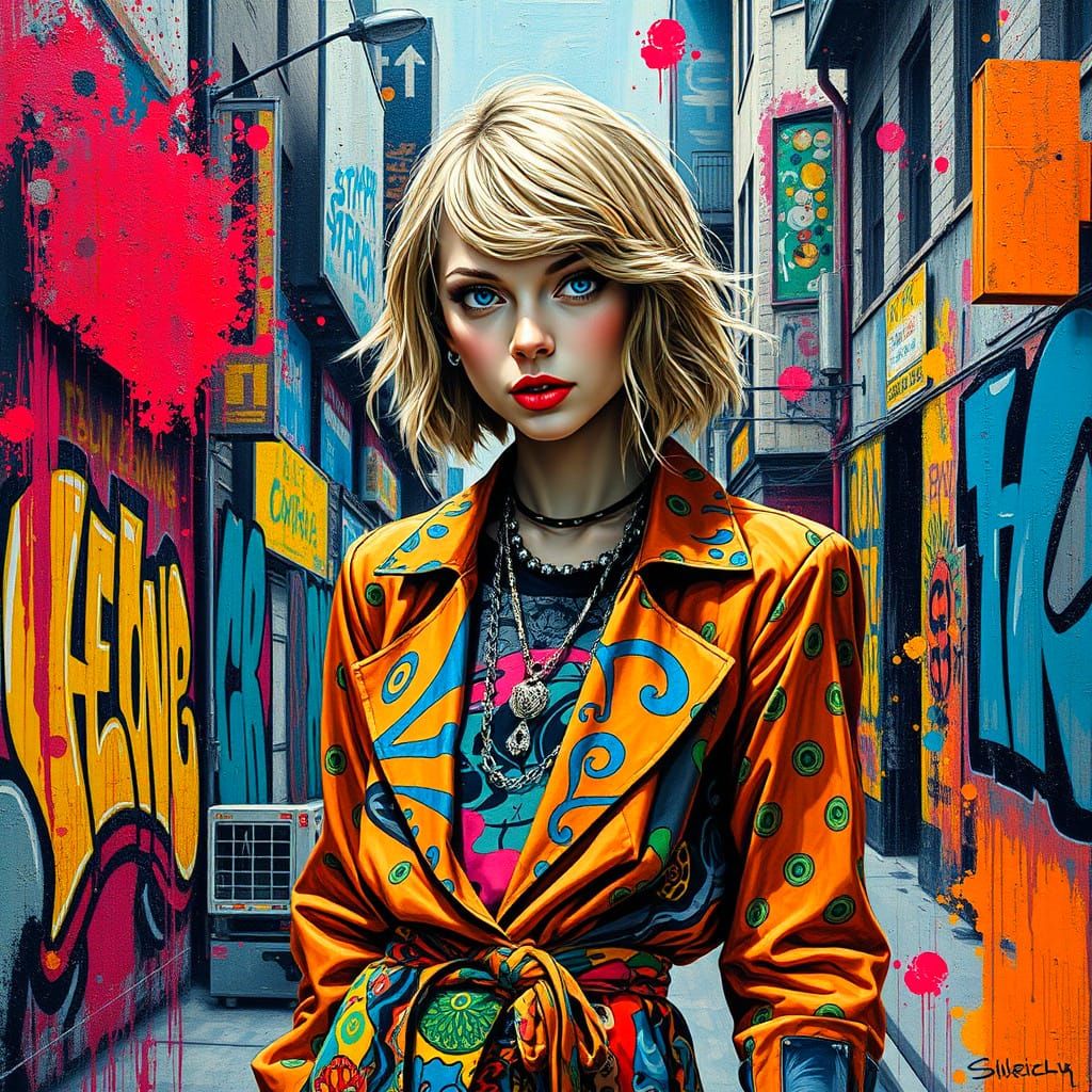 Taylor Swift Graffiti Art in Street Style