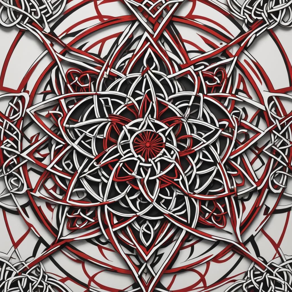 simple 2D 6 pointed star made of Celtic knotwork using black...