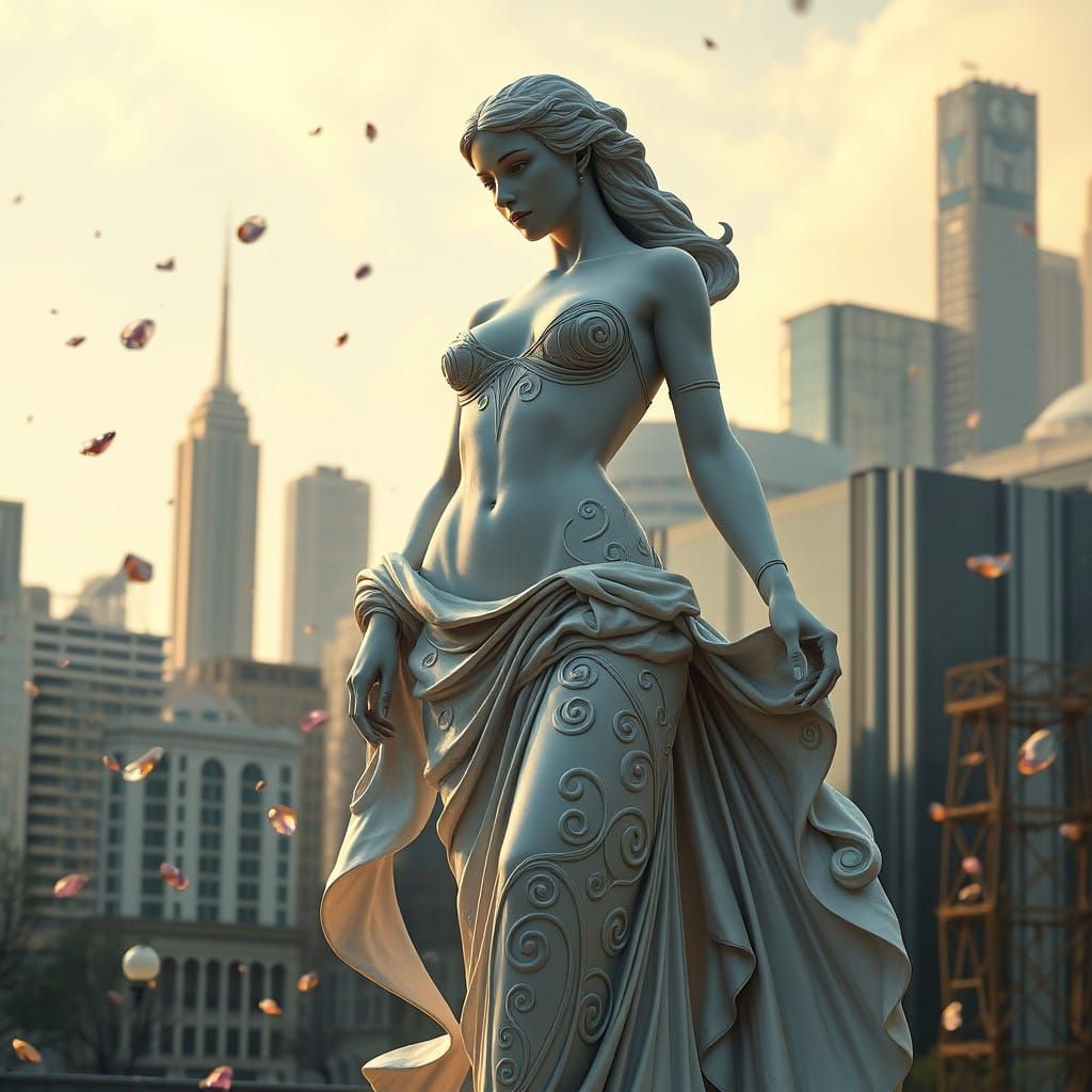 Sensual Goddess in Art Nouveau-Inspired Fantasy World