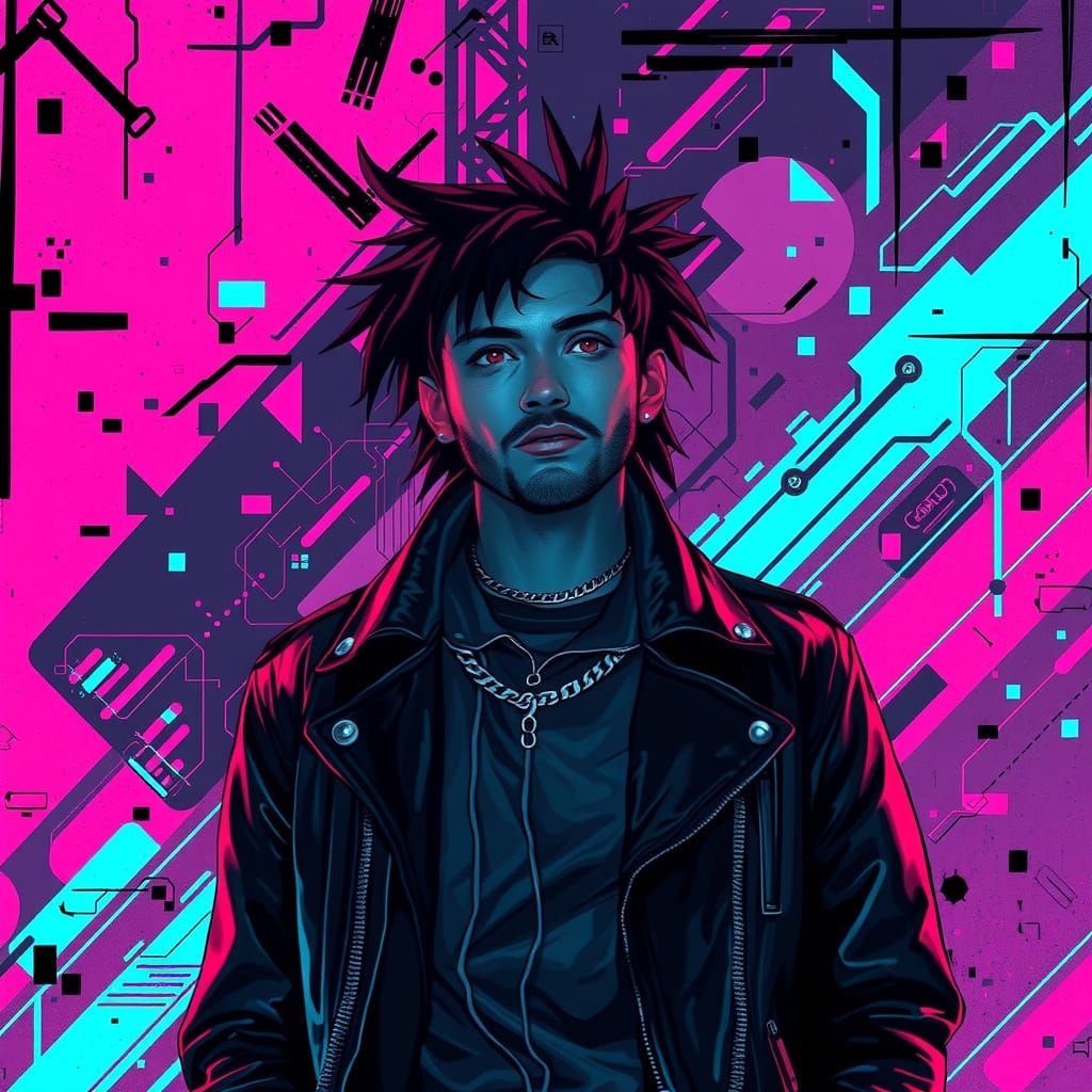 Acid Burn in Cyberpunk Glitch-Art Style