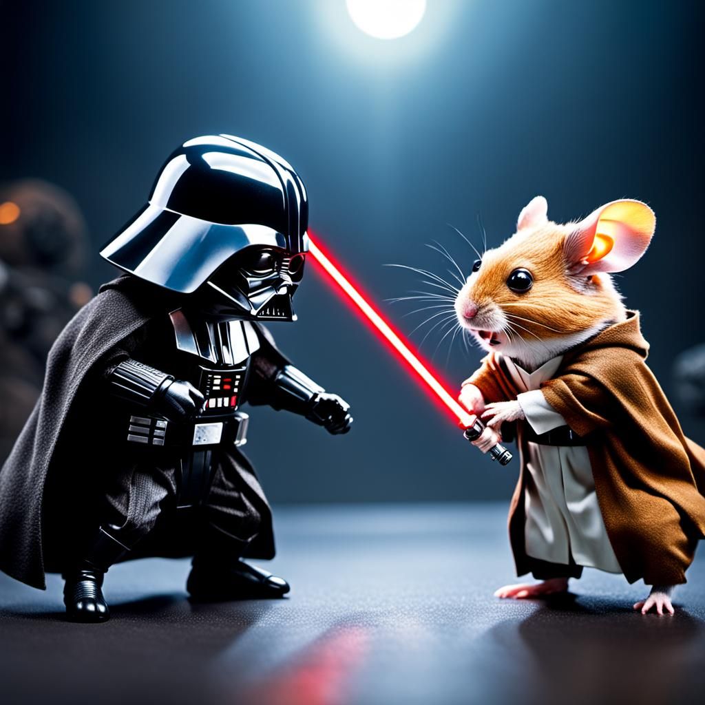 Darth Hamster vs Luke Mousewalker in Star Wars