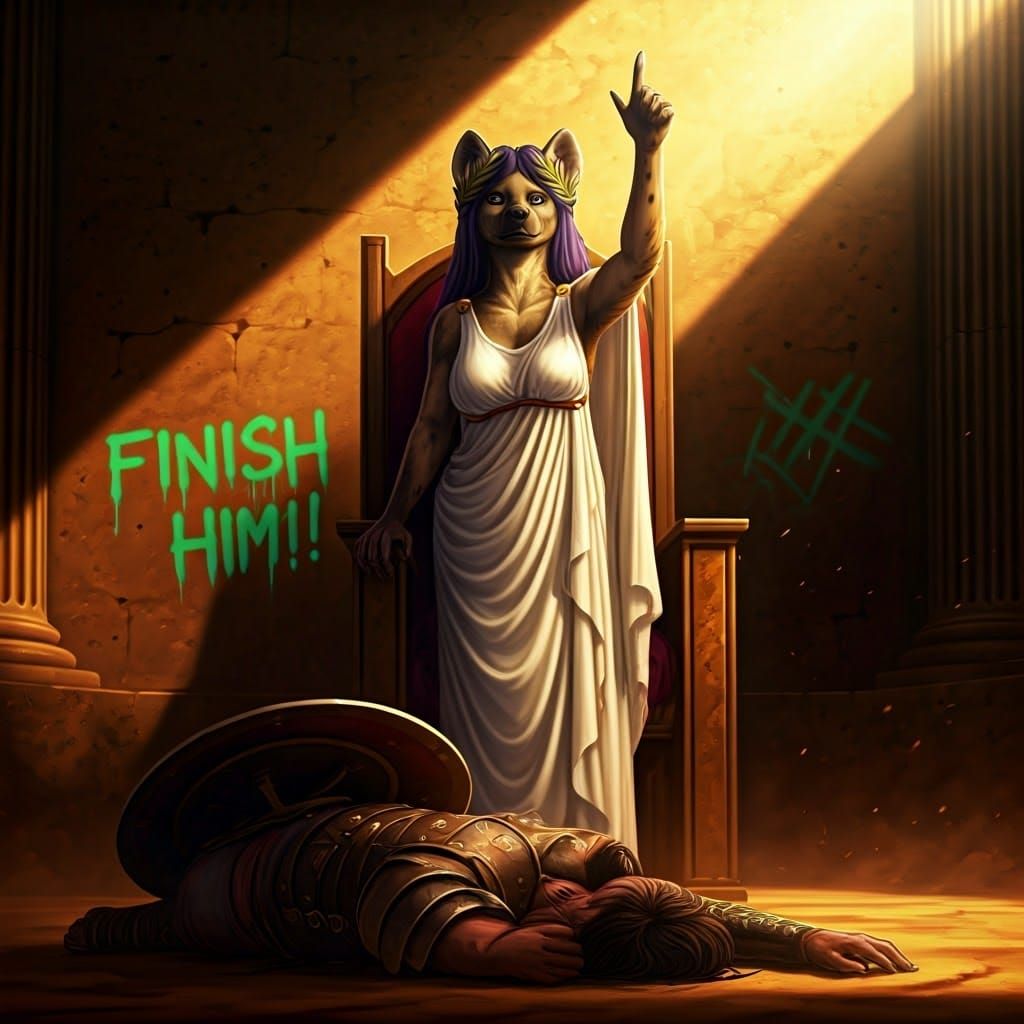 Roman Empress Commands a Gladiator's Downfall in Chiaroscuro...