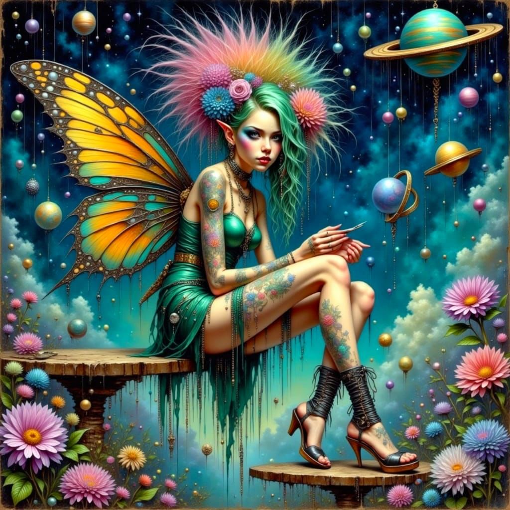 Vivid Surrealist Fairy Punk Scene