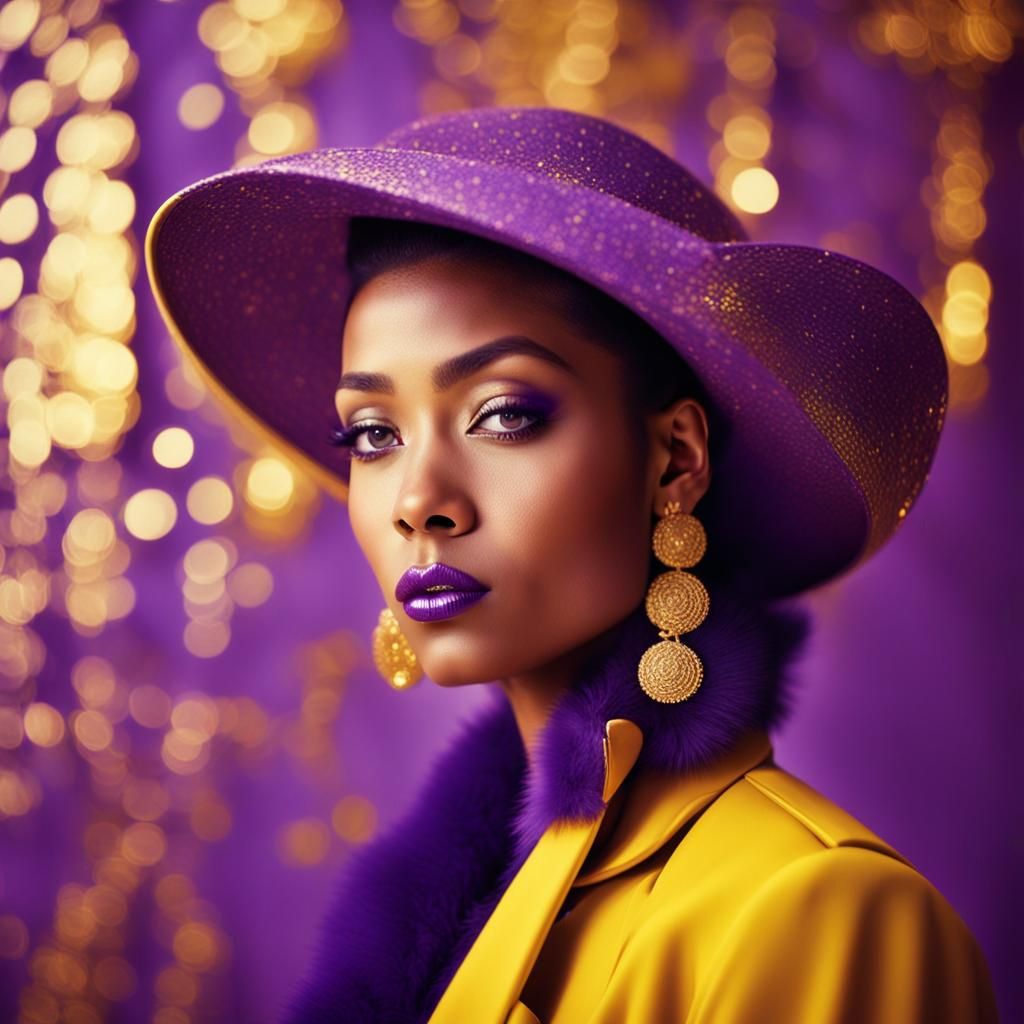 Glamour Portrait with Golden Lighting in Pop Art Style