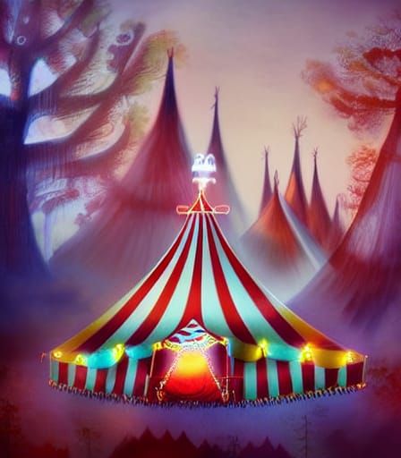 Creepy Circus Tent Forest in Pastel Colors