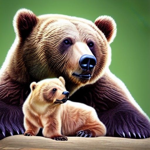 Detailed Matte Painting of Baby Grizzly Bear