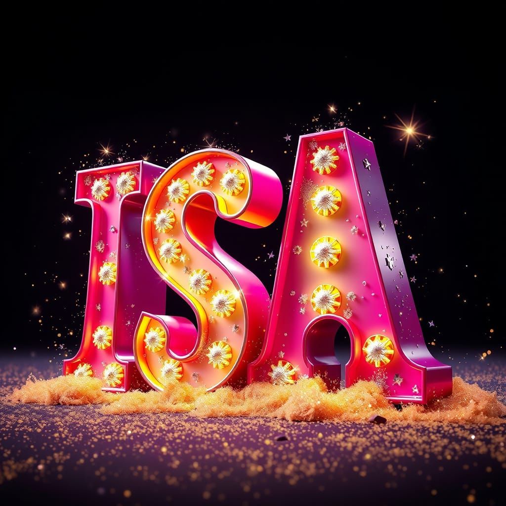 Vibrant 3D Letters ISA in Carnival Style