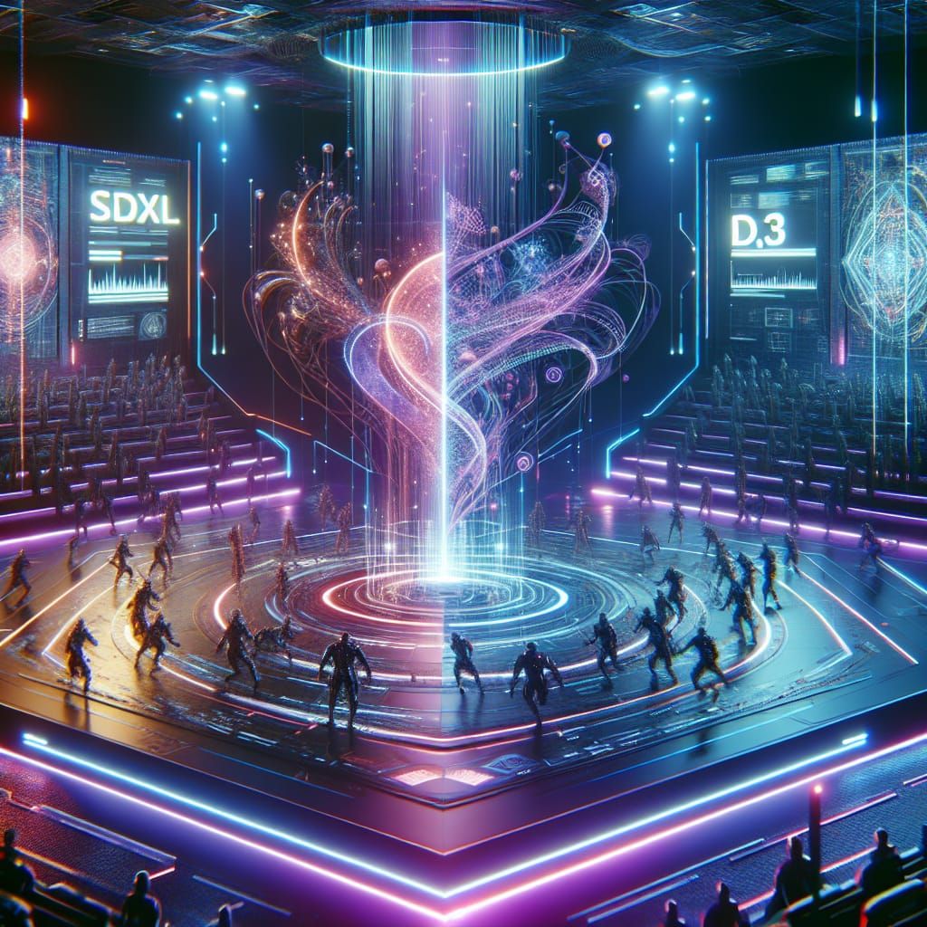 SDXL vs D3: Neon Arena Algorithm Battle