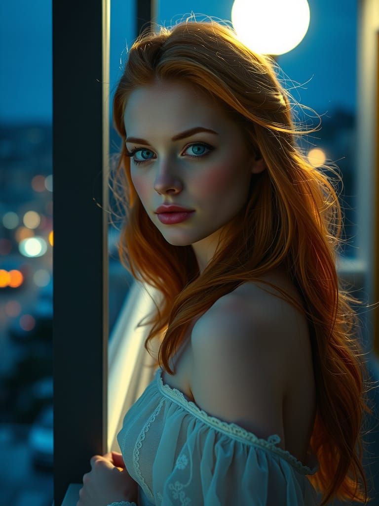 Beautiful woman in the moonlight