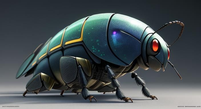 Whimsical Insect in Detailed 3D Anime Style