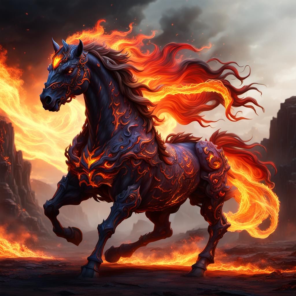 Fiery Demon Horse: Fantasy Concept Art