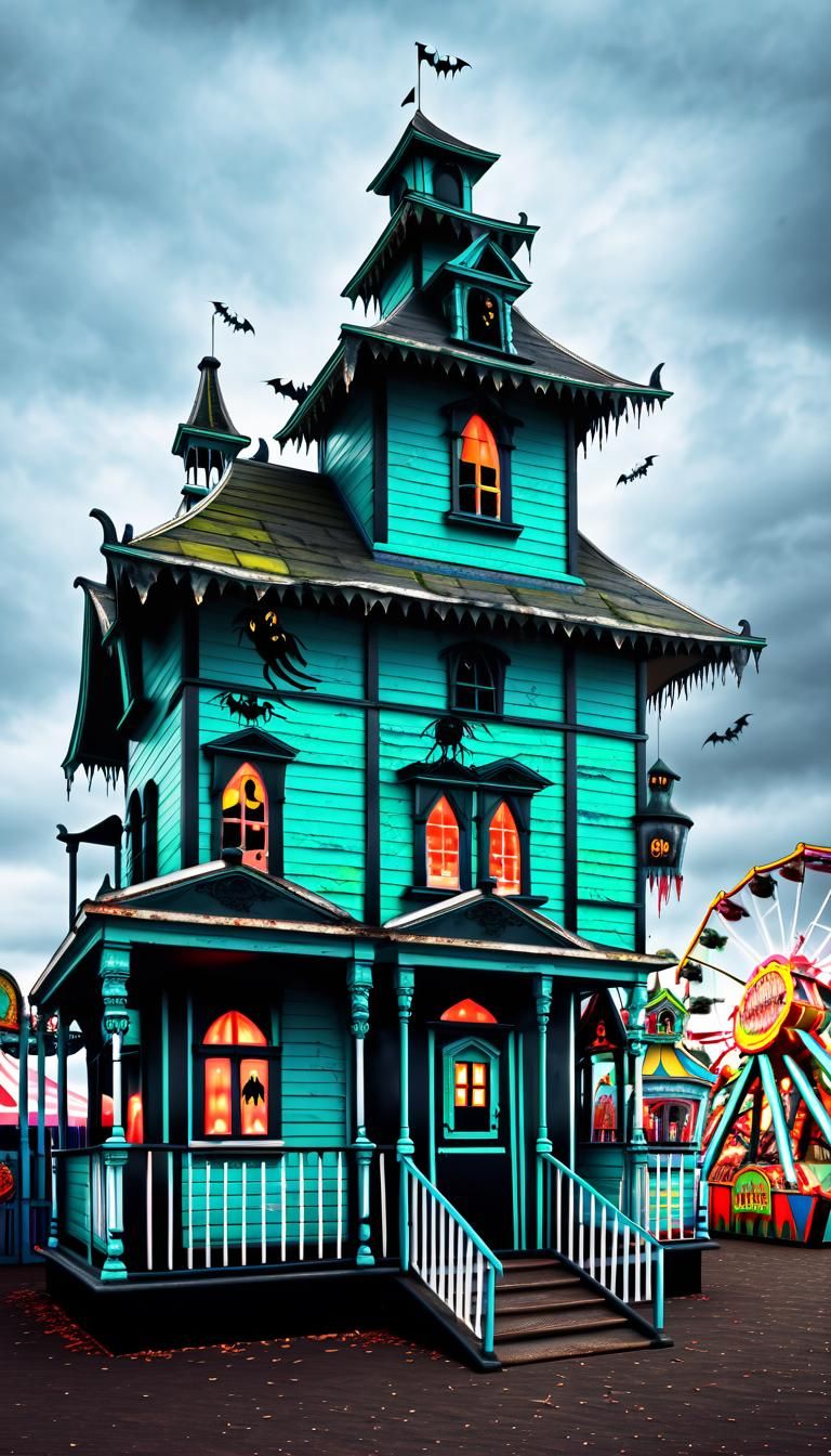 Haunted House Amidst Funfair Thrills