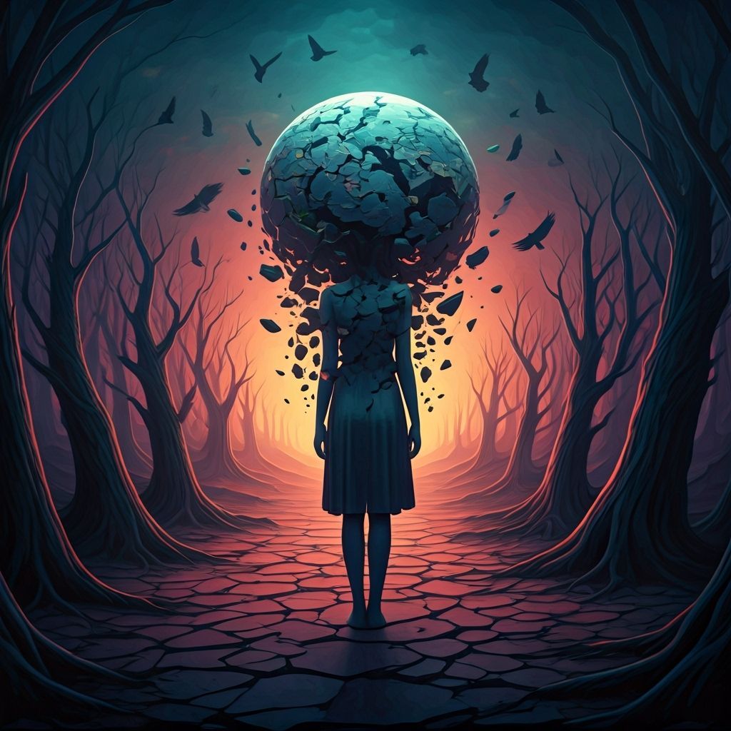 Fractured Mindscape: Earth, Sky, and Crows