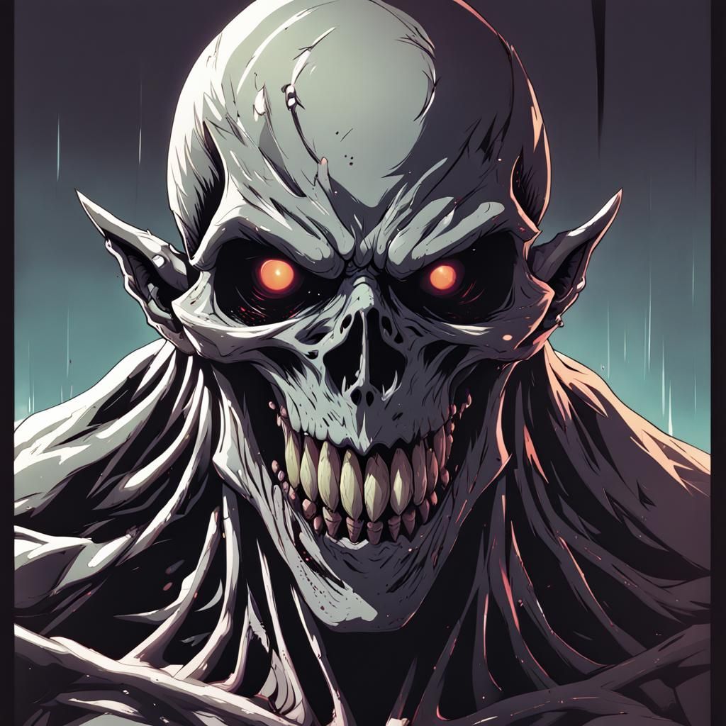 Anime Ghoul in Cel-Shaded Manga Style