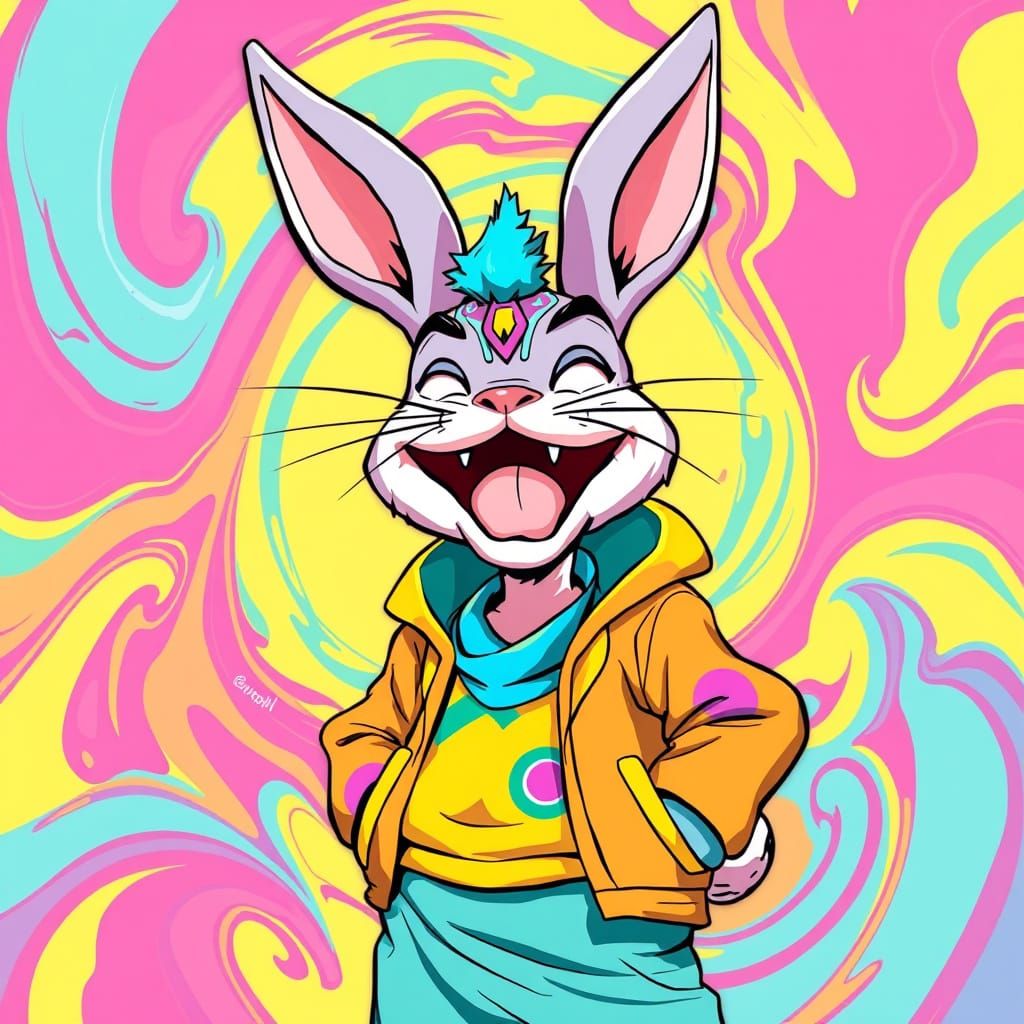 vorpal Laughing Bunny anime style