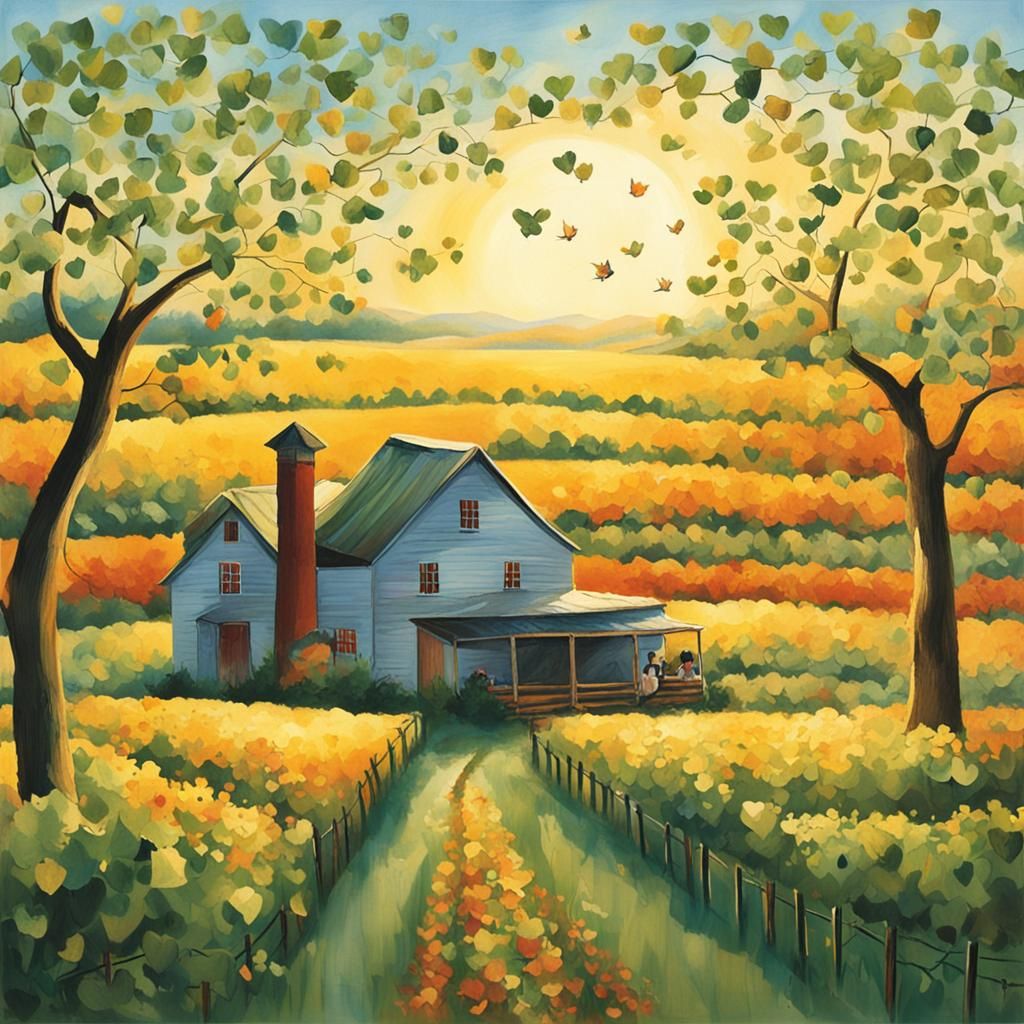 Polygamous Family Farm in New York: Detailed Matte Painting