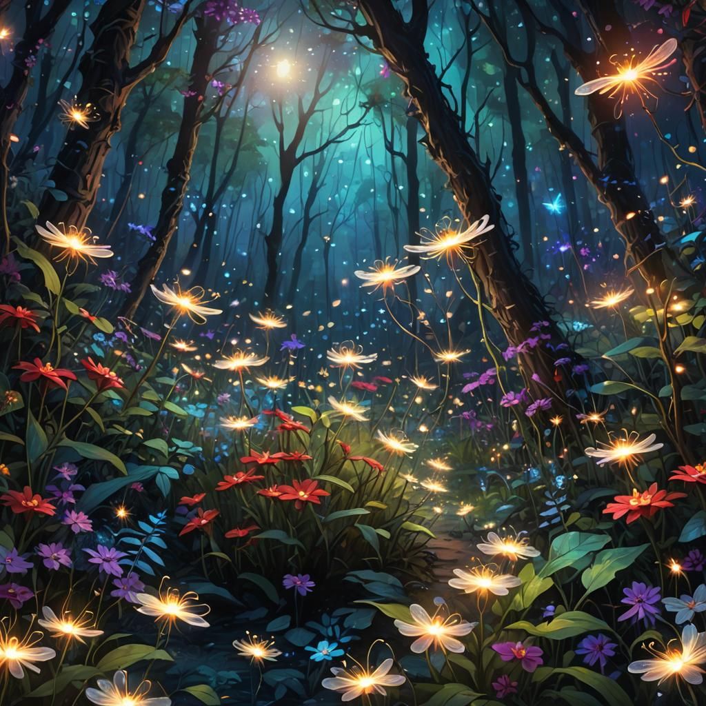Enchanted Forest at Night: Fantasy Concept Art