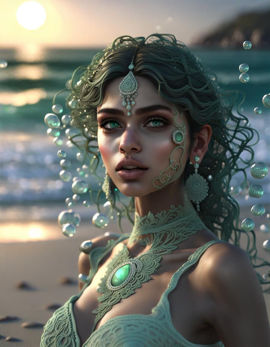 Beautiful Indian Girl with Green Eyes: AI Art