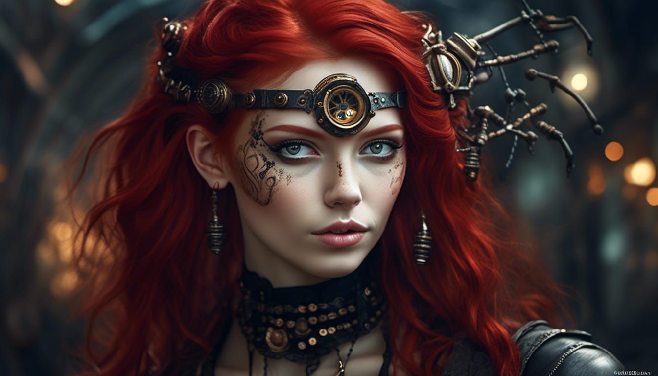 Enchanting Steampunk Dark Elf Girl Portrait