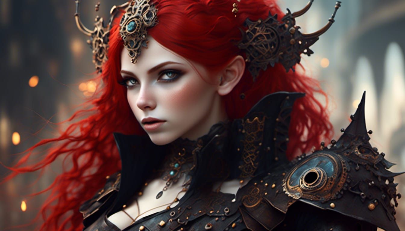 Enchanting Steampunk Dark Elf Girl Portrait