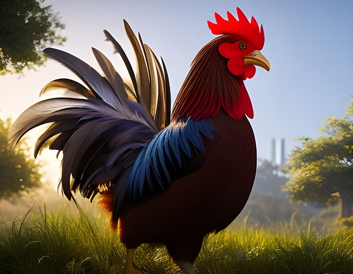 Detailed Rooster Portrait in Analog Style