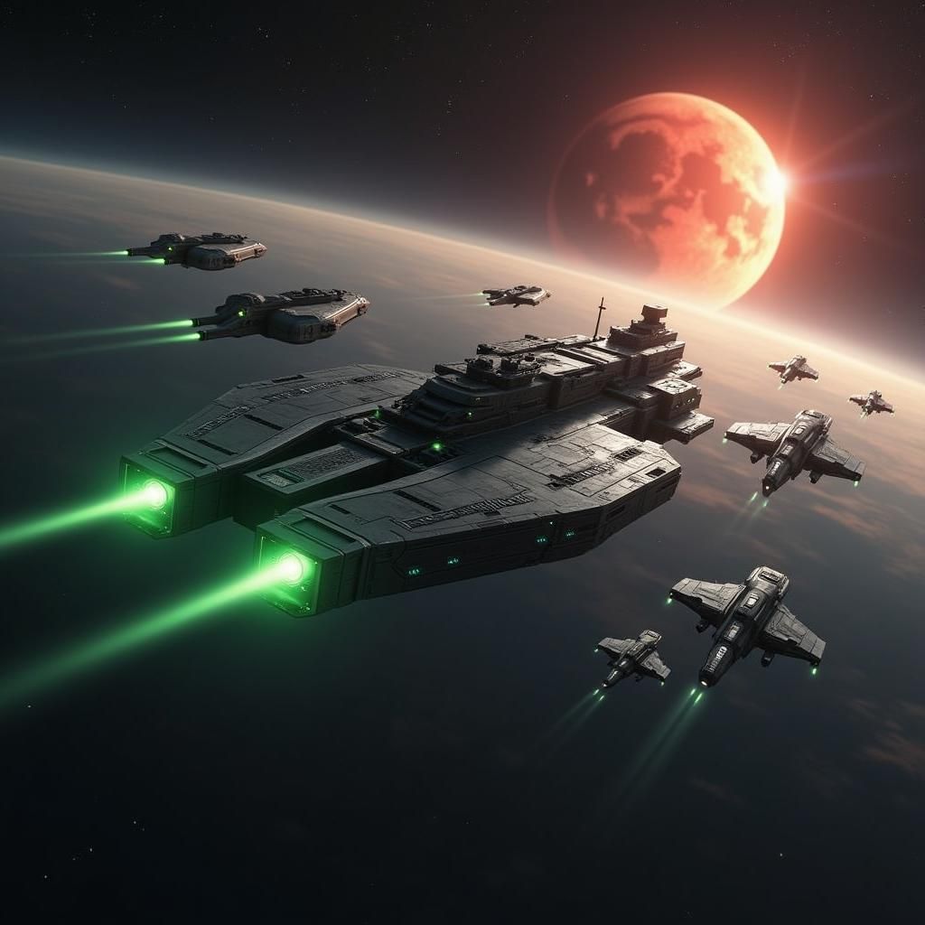 Neon Space Fleet Docks at Nebula Spaceport