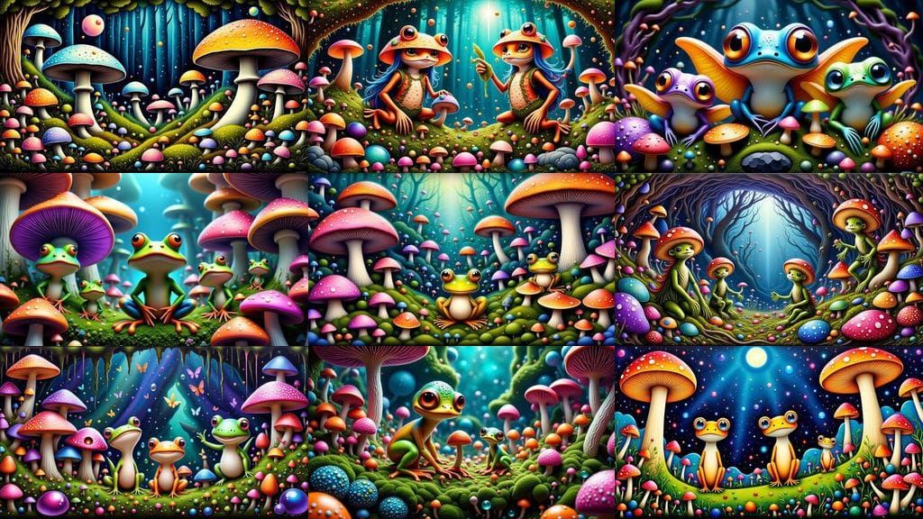 Art Nouveau Fungi World: Whimsical Underground Realm