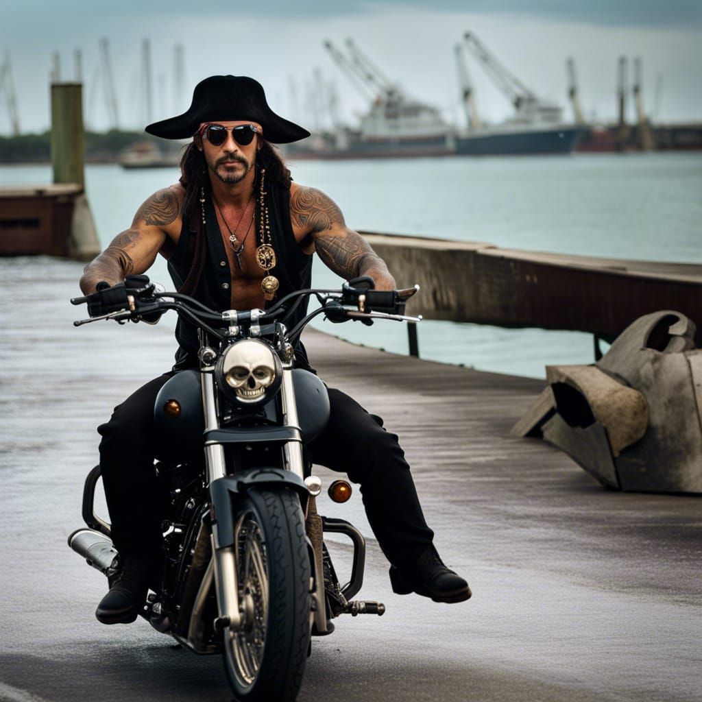 Pirate on Motorcycle Photograph