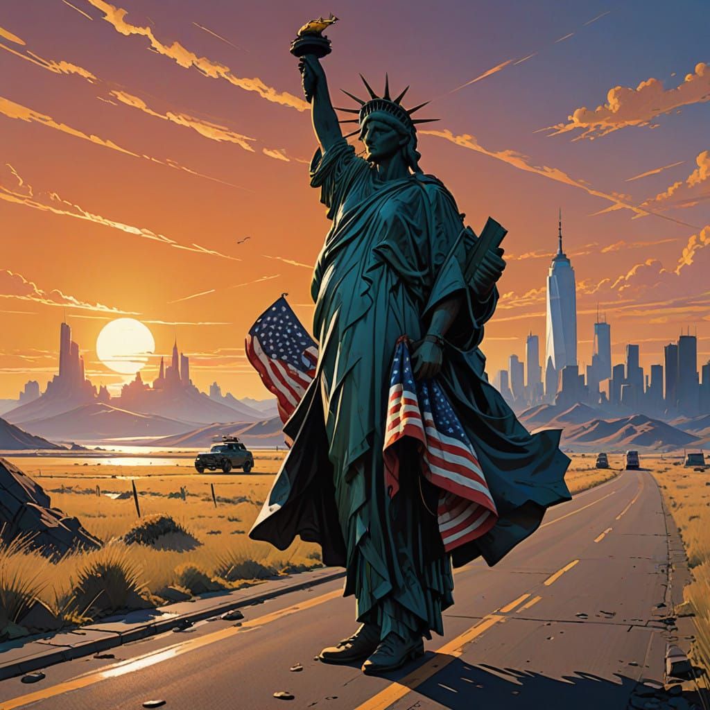 Statue of Liberty Embarks on a Freedom Journey, Cinematic Re...