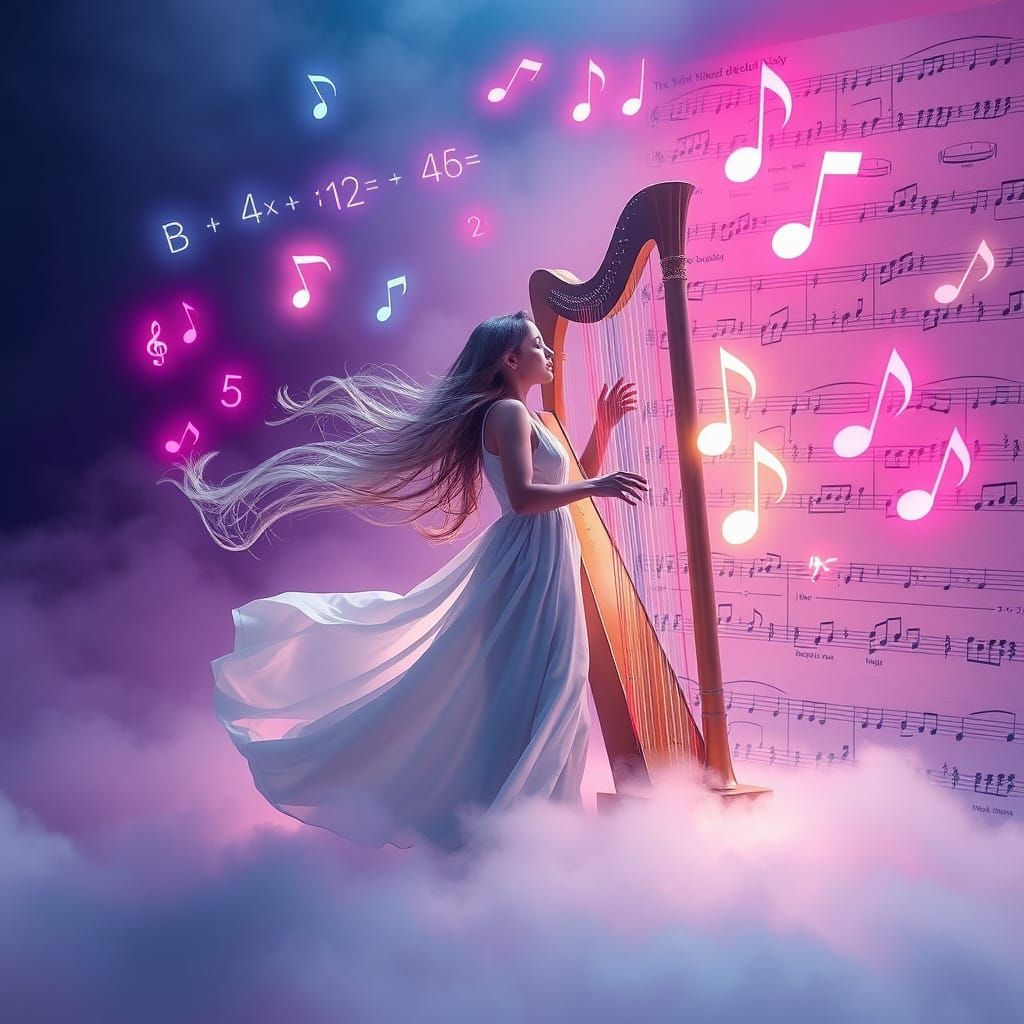 Ethereal Harmony in Neon Fog