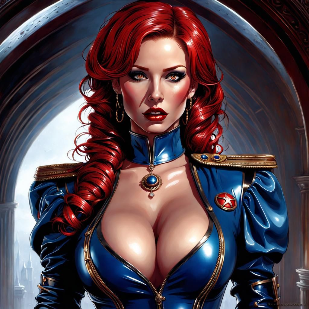 Gothic Spanish Woman in Latex: Fantasy Art