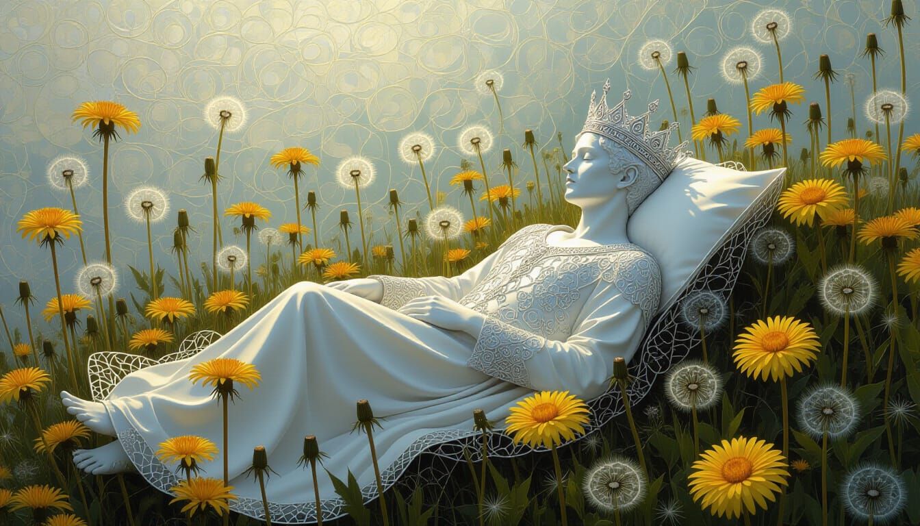 Ethereal Silver Being in Bio-Art Forest