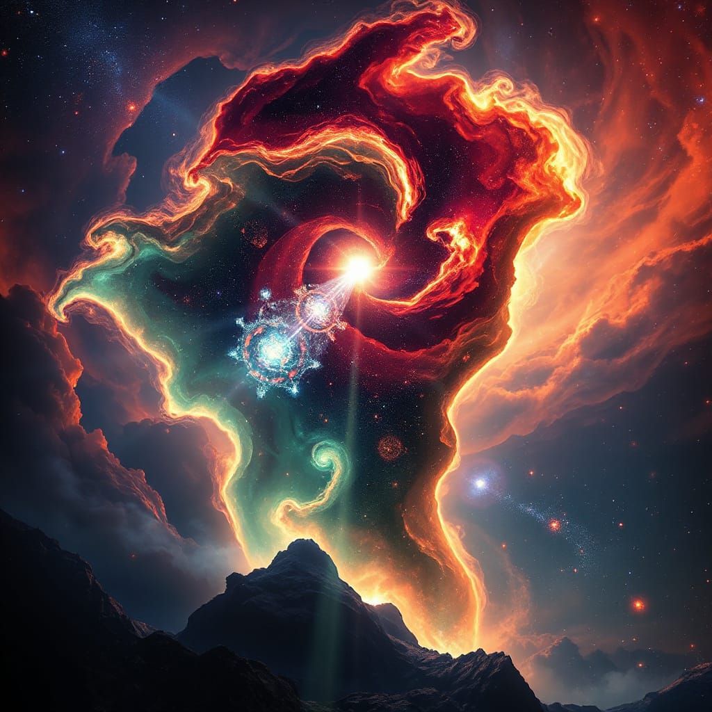 Divine Maternal Force in Swirling Nebulae