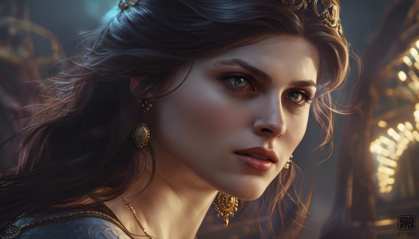 Alexandra Daddario Dark Fantasy Portrait by Greg Rutkowski