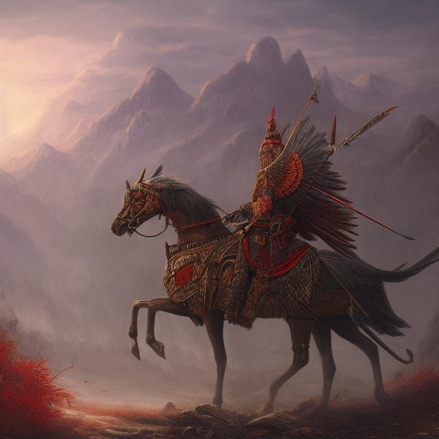 Mystical Winged Hussar with Polish Flag