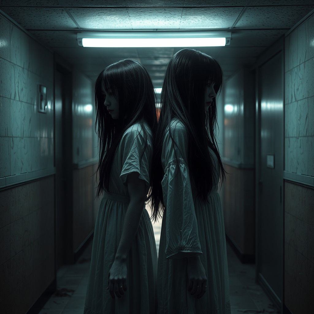 Eerie Spirits in Abandoned Hallway, AAA Game Cinematic