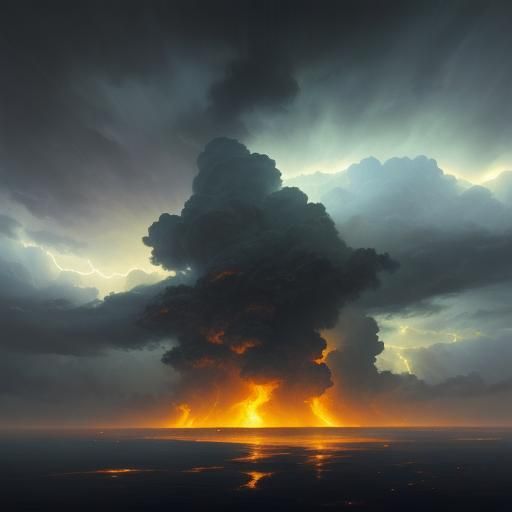 Dramatic Stormscape with Lightning and Rain