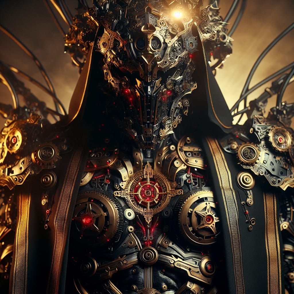 Armored Cybersoldier in Ornate Cyberpunk Armor