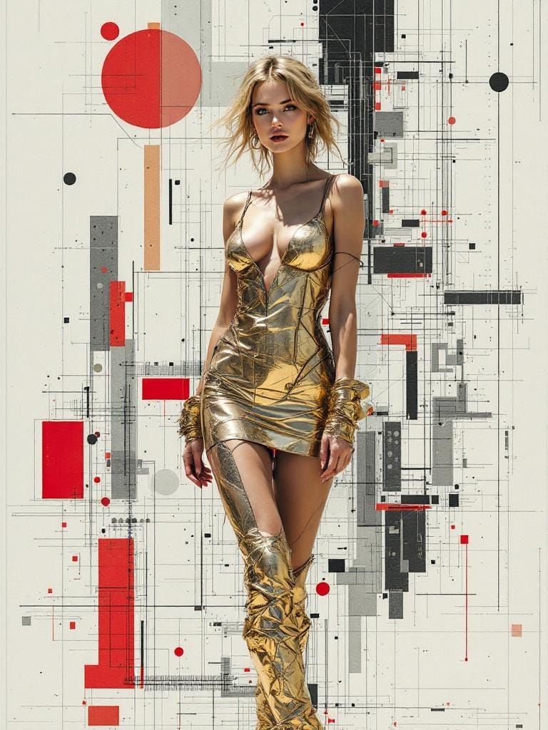 Futuristic Pin-Up in Constructivist Style