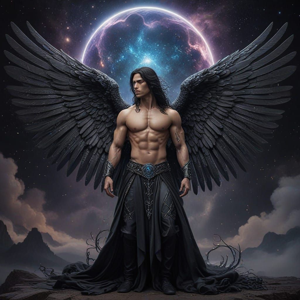 Ethereal Warrior Angel in Cosmic Aura