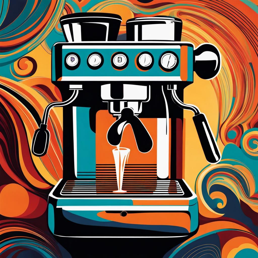Abstract Espresso Machine with Music and Travel