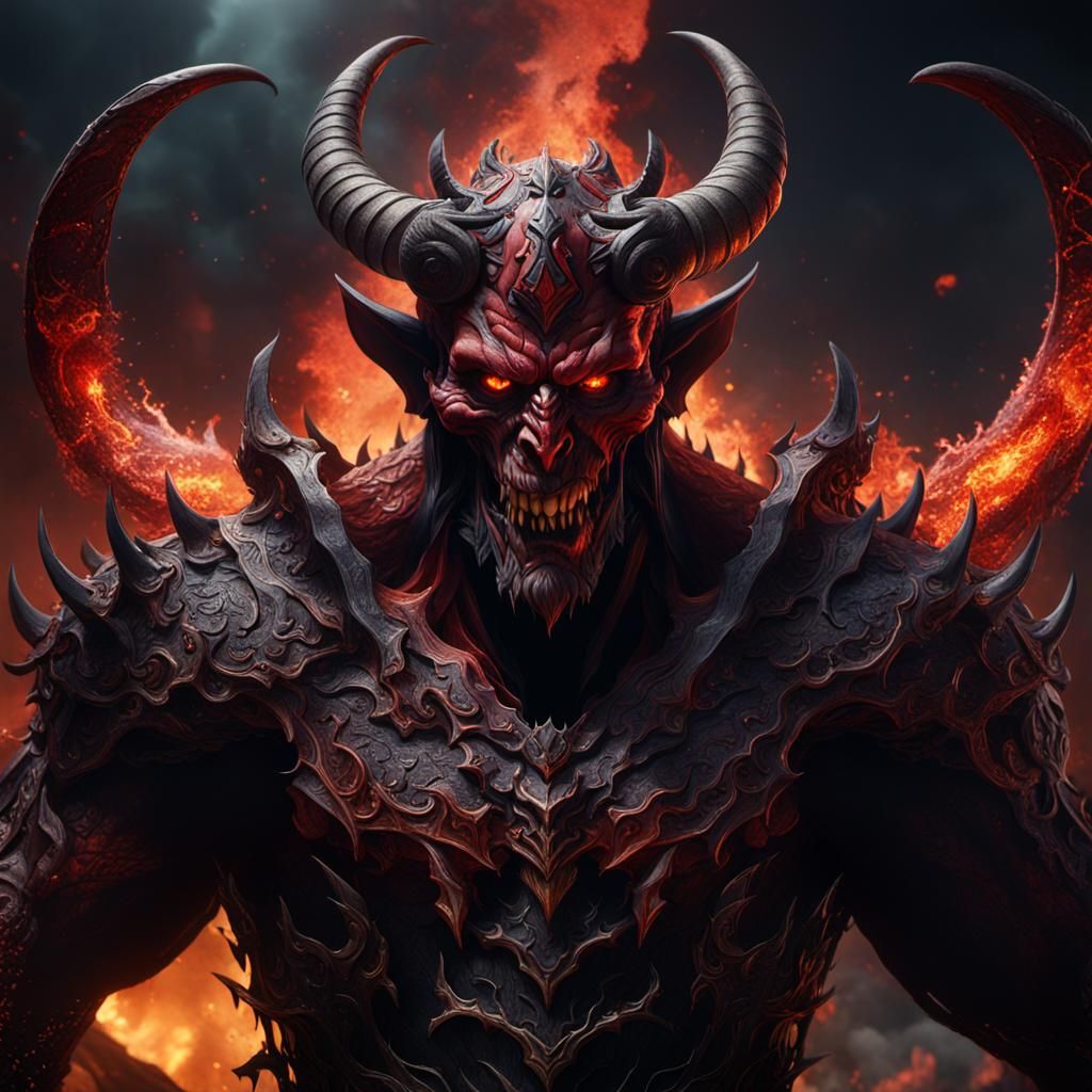 Detailed Matte Painting of The Devil in Deep Color